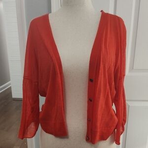 Women's Orange Button-Up Sweater